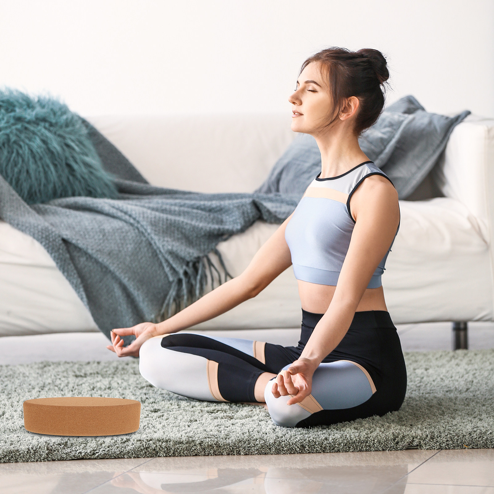 Yoga Block Cork - 楕円形のコルクヨガブロック、持続可能な素材、滑り止め表面、ヨガ、ピラティス、脚のストレッチ、ふくらはぎの上げ上げ、スクワットサポートに最適