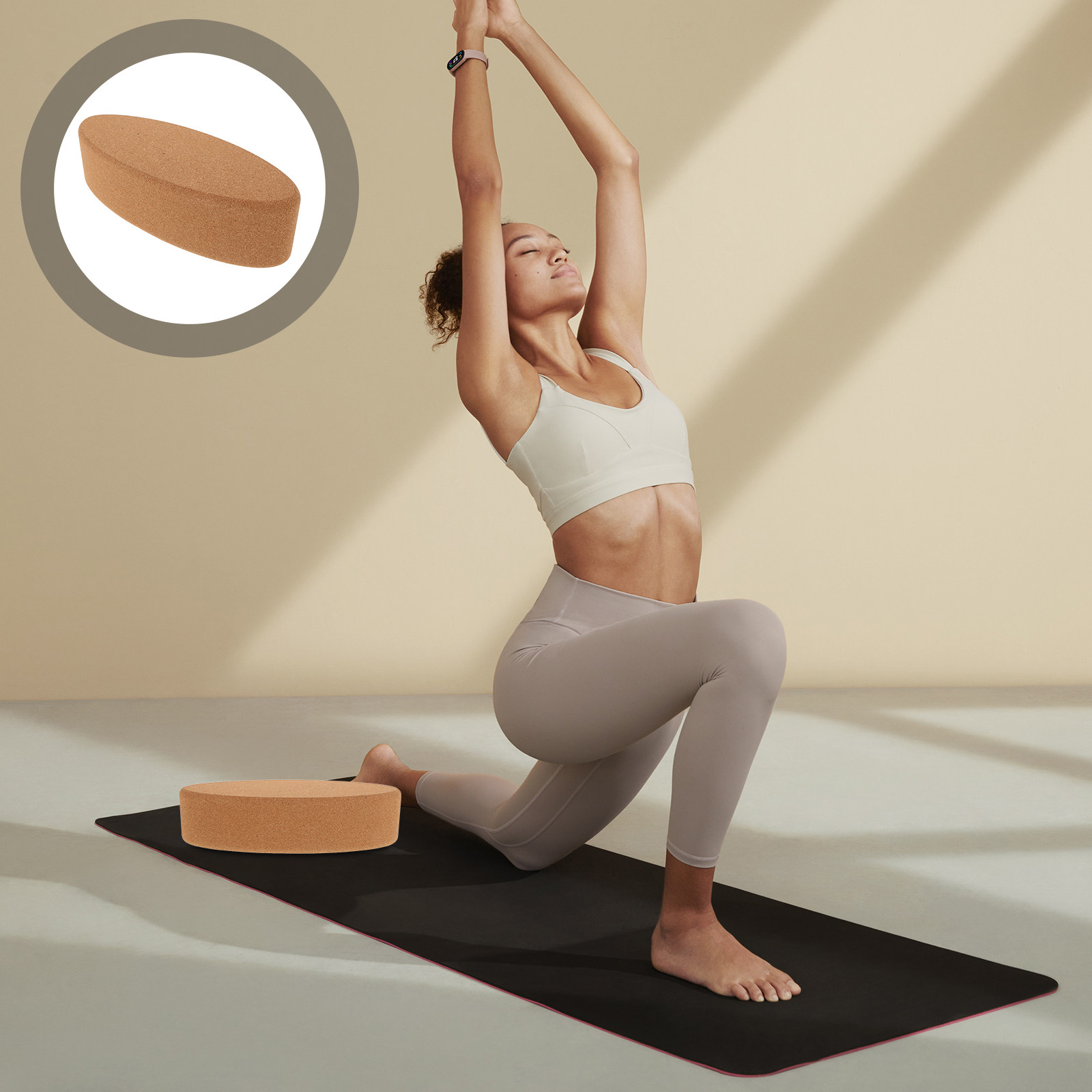 Yoga Block Cork - コルクヨガブリックオーバルブロック ストレッチ、ダンス、ピラティス、かかと、ふくらはぎのサポート、ジムトレーニング器具、スクワット用ヒール