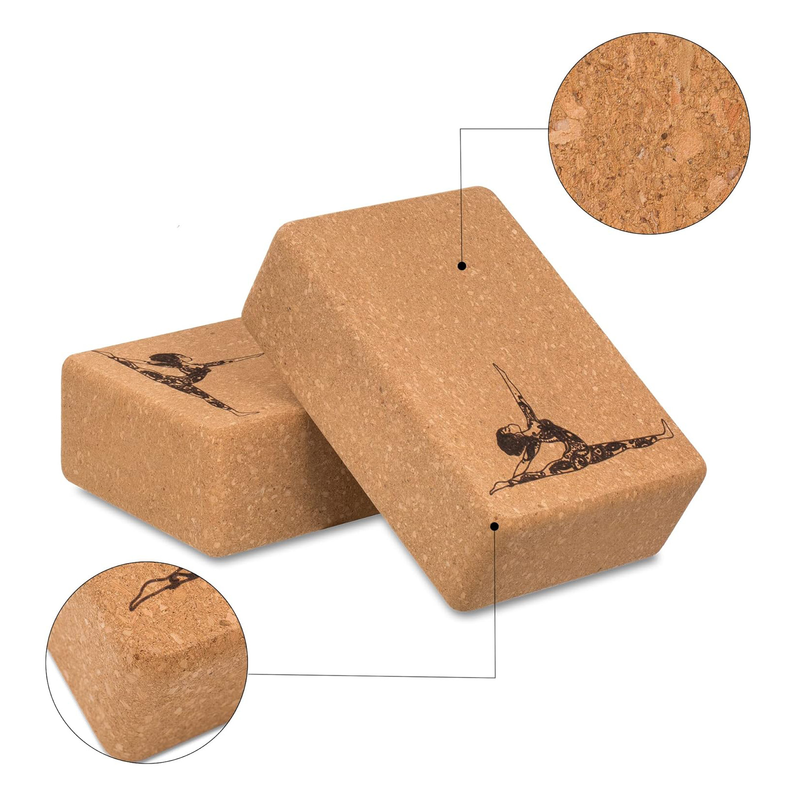 100%天然コルクヨガブロック - 滑り止め高密度ピラティス - Yoga Block Cork のレビューと価格